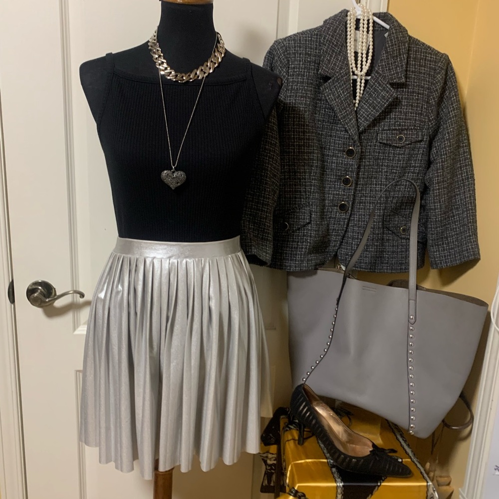The Ragged Priest Silver pleated Skirt or top